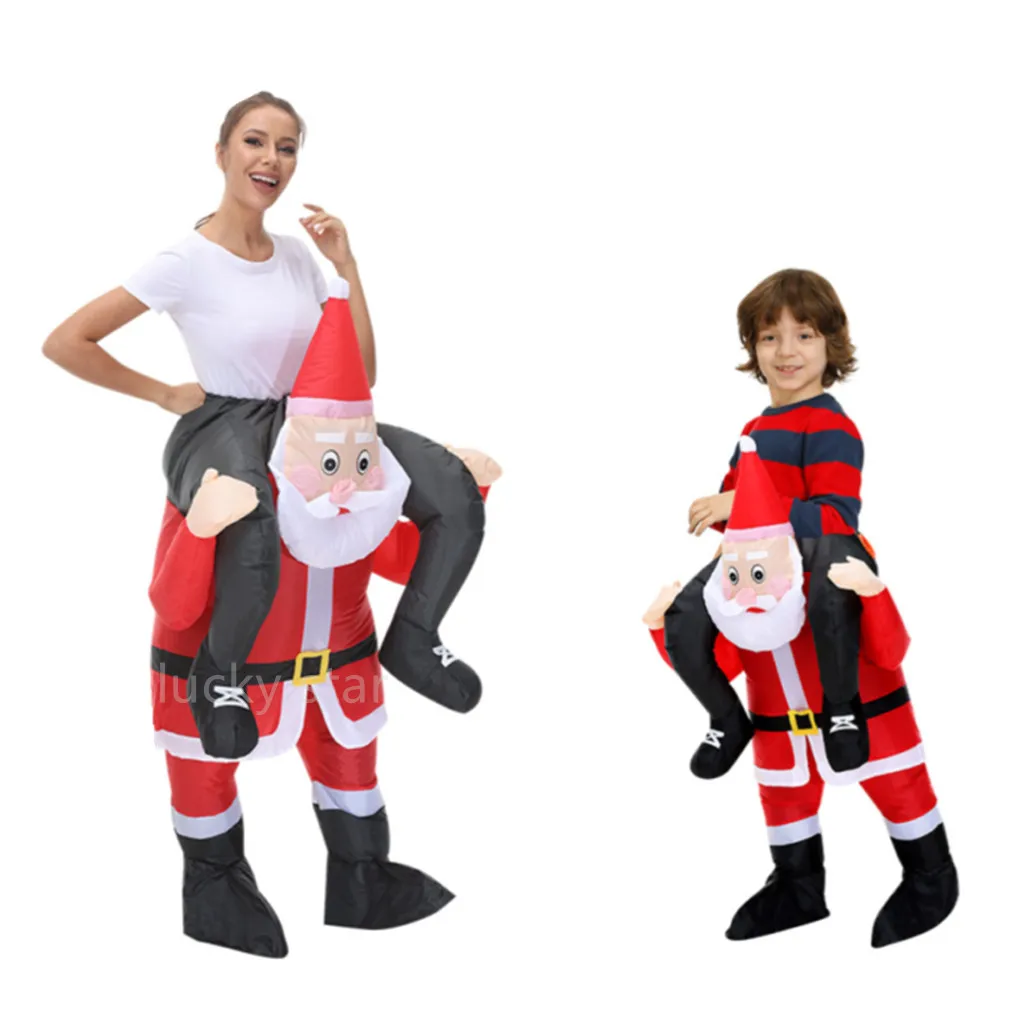 

New Christmas Adult Riding-Santa Claus Inflatable Costumes Halloween Party Mascot Fancy Role Play Xmas Disfraz for Man Woman