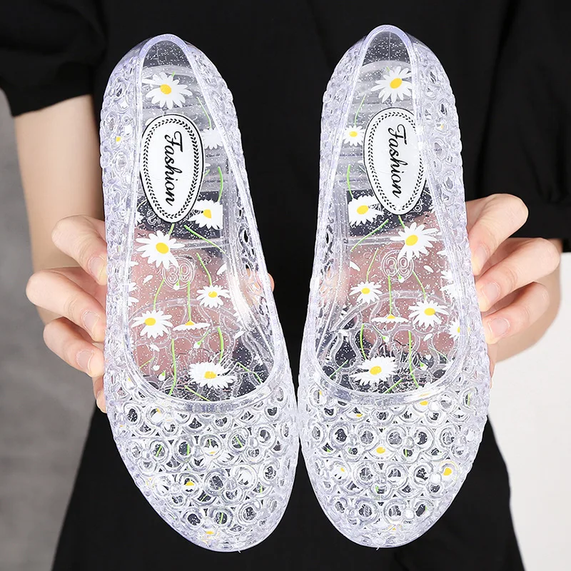 

Women Summer Plastic Sandals Woman Soft Slip On Beach Jelly Shoes Women Breathable Flats Comfort Jelly Shoes Mother Shoes