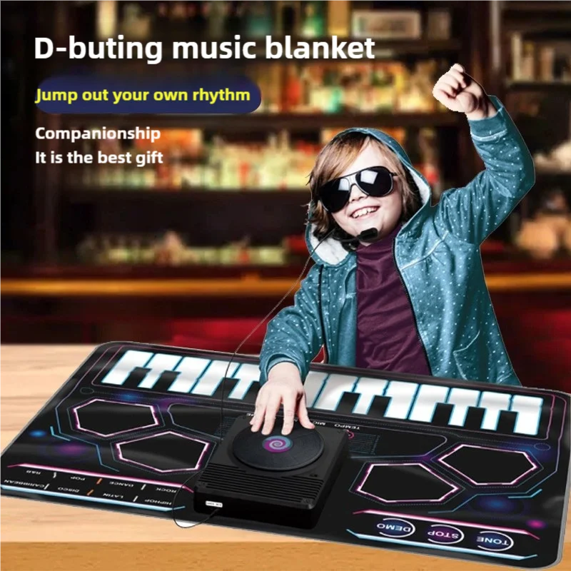 런지아에르 DJ 뮤직 블랭킷, 장난감 악기, 턴테이블 시뮬레이션 기능이 있는 ..