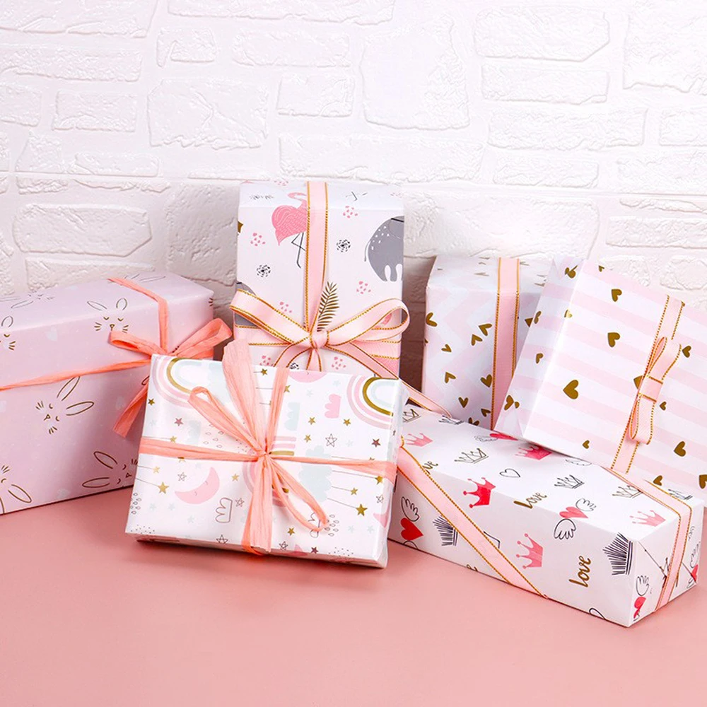 6 Types/set of Valentine's Day Gift Wrapping Paper, Heart Pattern, Birthday Gift Paper, Wedding DIY Craft Holiday Decorat