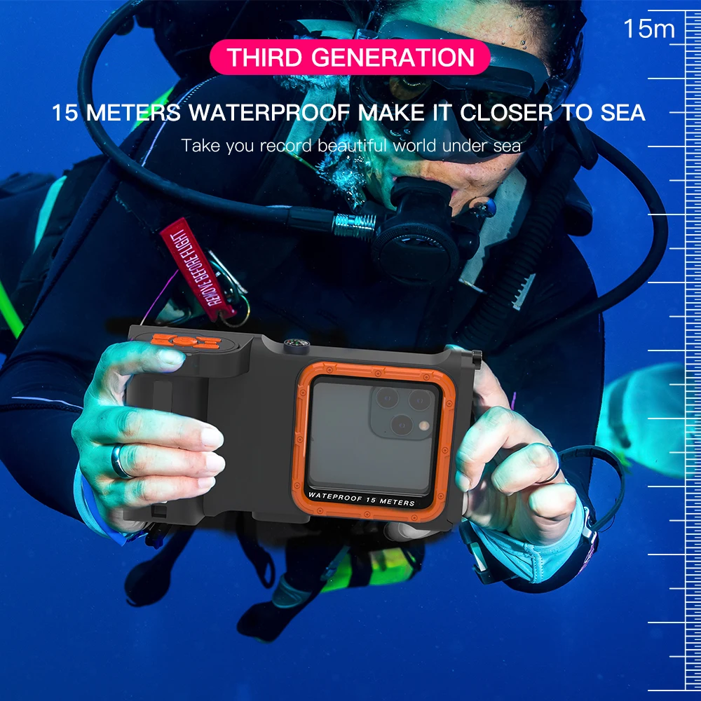 

Professional 15M Diving Cover For iPhone15 14 Pro Max Shutter Button Underwater Waterproof Phone Case For Huawei Samsung Xiaomi