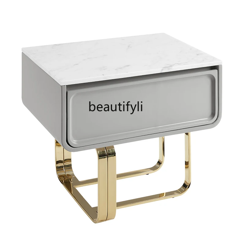 

Italian Mild Luxury Marble Bedside Table Minimalist Modern Minimalist Creative Bedside Cabinet