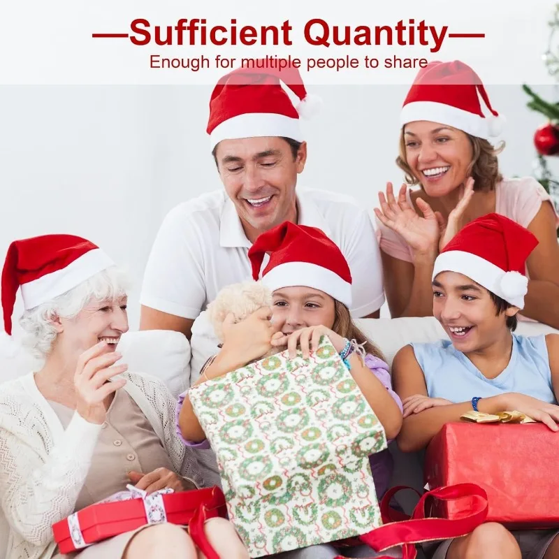 Christmas Hat 50/1PCS for Adult Kids Thicken Warm Santa Claus Xmas Hats Cap Merry Christmas New Year Festival Party Decoration