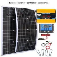 Kit de panneaux solaires 2000 W – Chargeur de batterie 12 V, onduleur 4000 W 110 V/220 V pour système d'alimentation complet pour la maison et l'extérieur 4