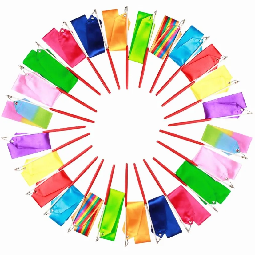 Colorful Gym Ribbons Dance Ribbon Rhythmic Art Gymnastics Ballet Streamer Twirling Rod Rainbow Stick Training 2M 4M 6M gymnastics ribbon,gymnastics streamer rod