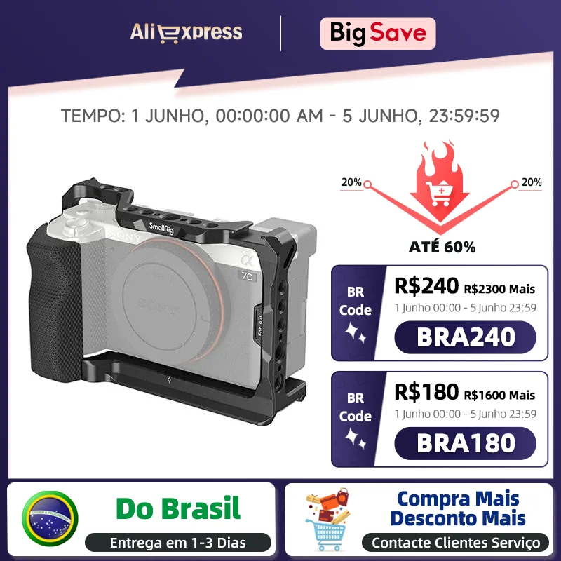 Do Brasil SmallRig 카메라 케이지 핸들 그립, 1/4 인치 확장 홀 박스, 콜드 슈 퀵릴리즈,  A7M 3212 3212B ..