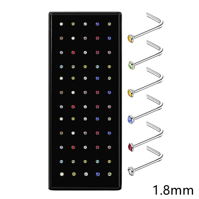 Straight Nose Stud Curved Pack Crystal Nose Ring Set Stud Lot Nariz Nase Pircing Nose Ring Set Bend Piercing Non-Pack