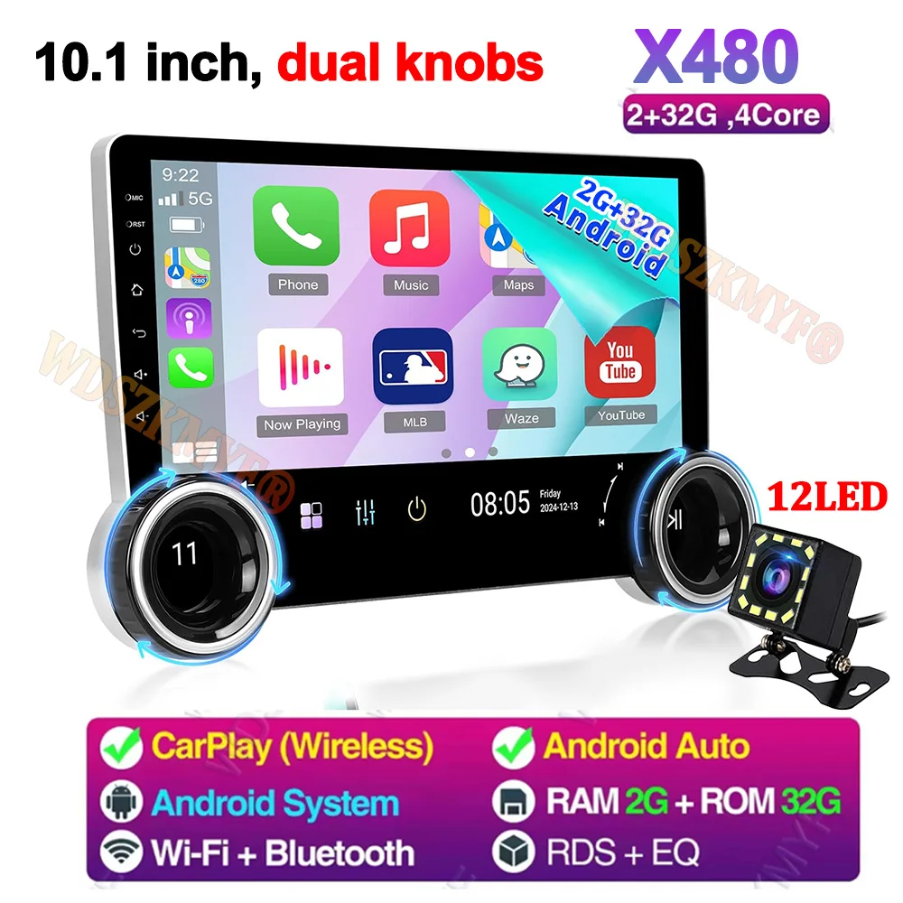 10.1 inch Universal android13 Car Radio Dual twist Android Auto