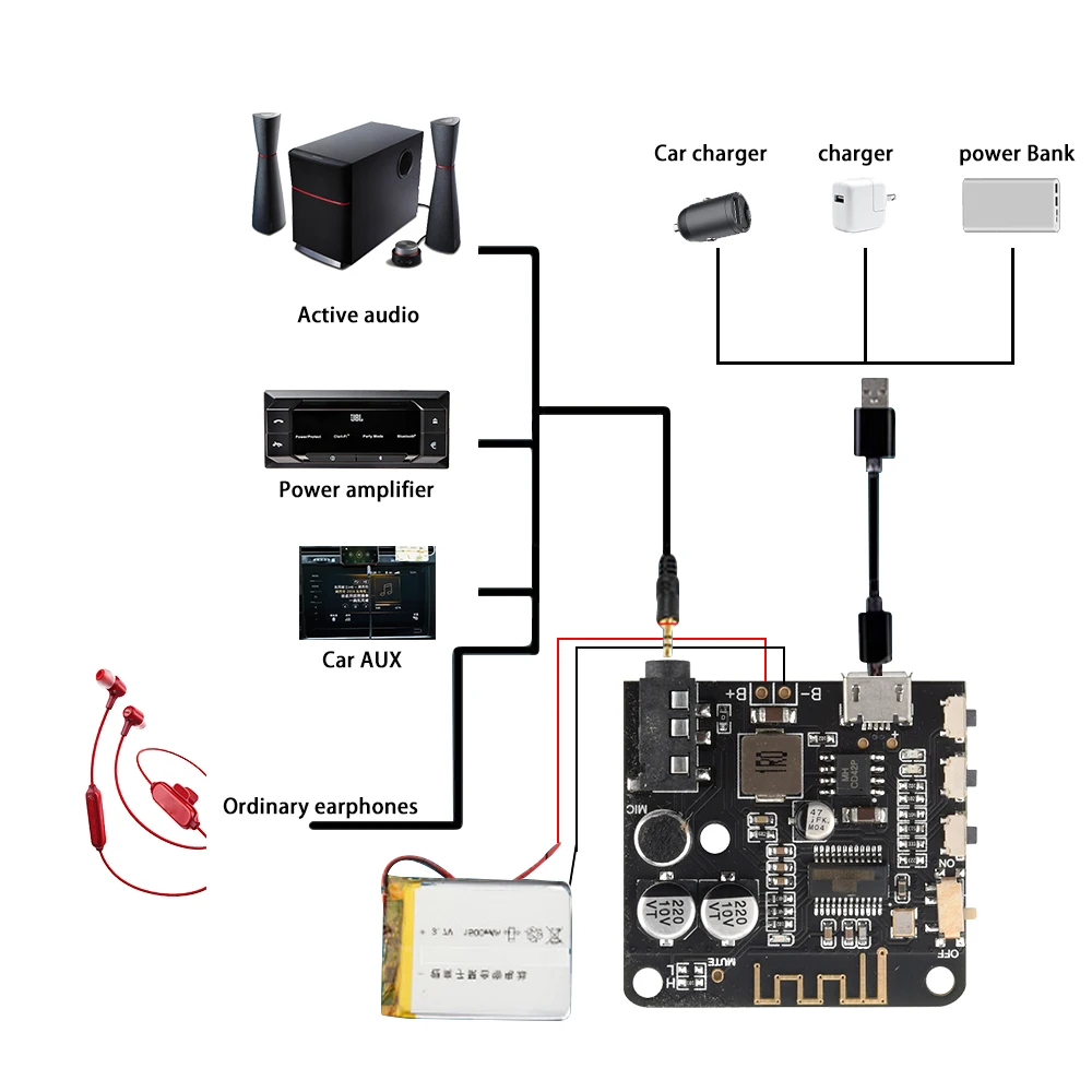 2 moduli audio VHM-314 Bluetooth 5.0 audio Receiver Module MP3