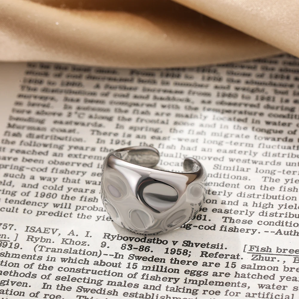 Stainless Steel Irregular Geometric Rings for Women Minimalist Smooth Wide Chunky Opening Ring Statement Jewelry Gift 4