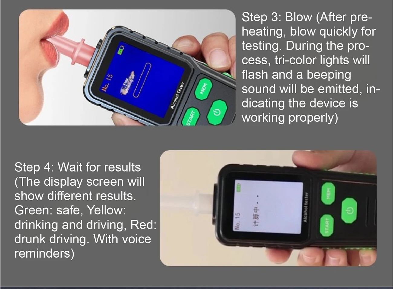 RD930 Portable Breathalyzer Alcohol Tester Police Grade BAC Detector LCD Voice A