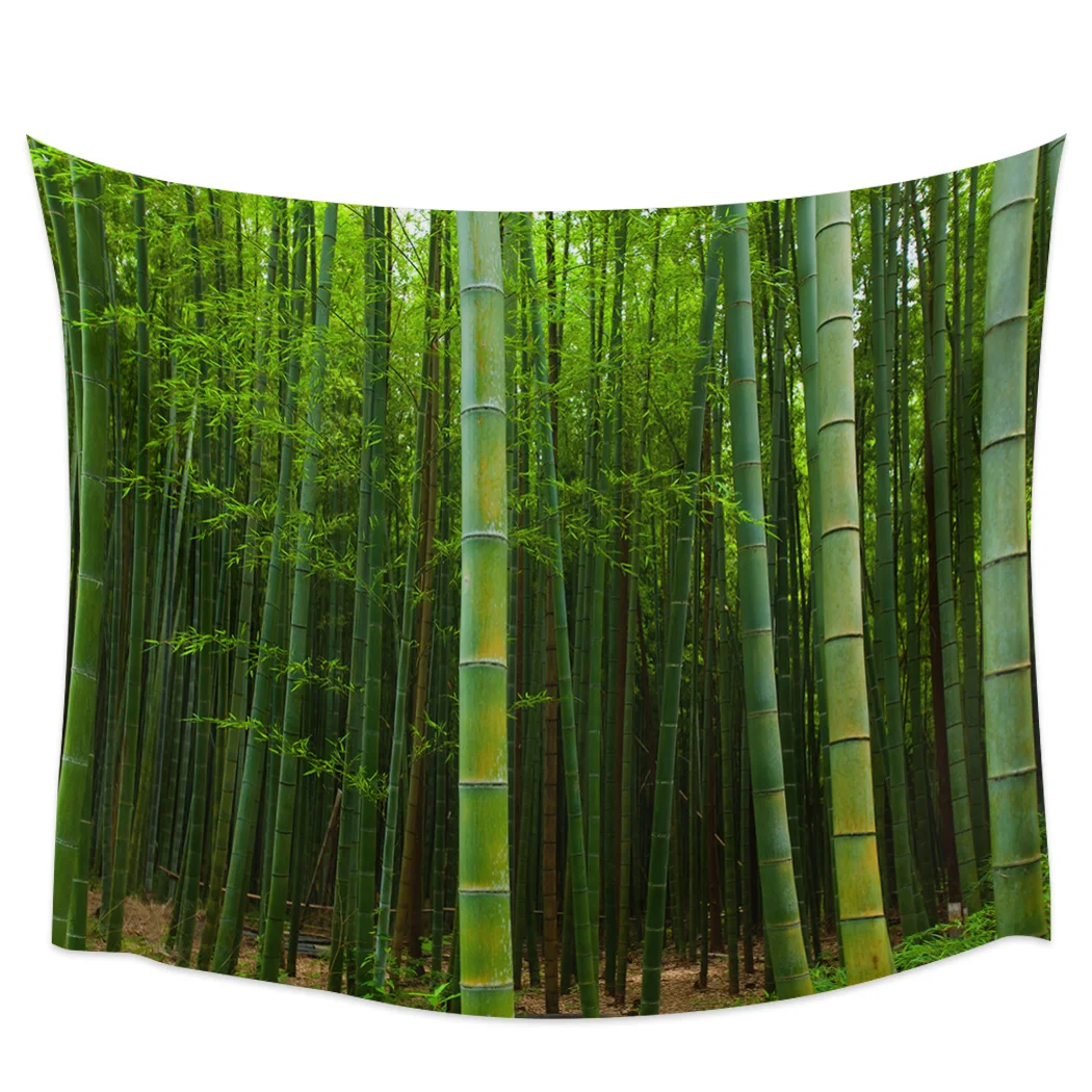 Bamboo Forest Green Tapestry Background Wall Covering Home Decoration