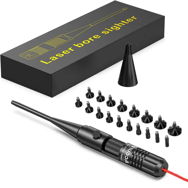 

18 Adpaters Red laser Bore Sight Kit for .177 .22 to .68 .78 12GA Caliber for Pistol Rifle Shotgun Laser Boresighter Collimator