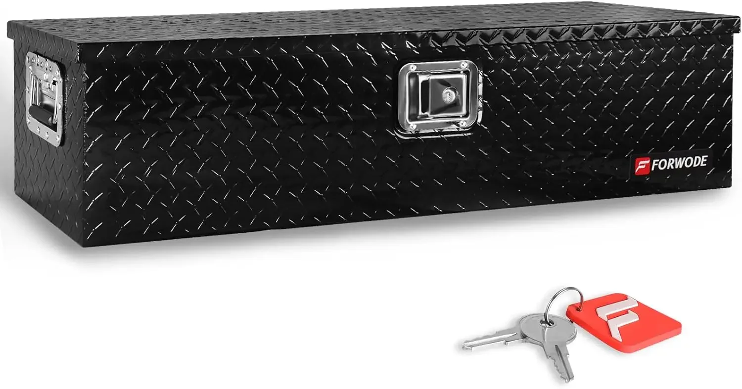 Inch Truck Bed Tool Box, Aluminum Heavy Duty Trailer Tool Box for Pickup Truck Bed RV, Toolbox Storage box with Handle and Lo 3