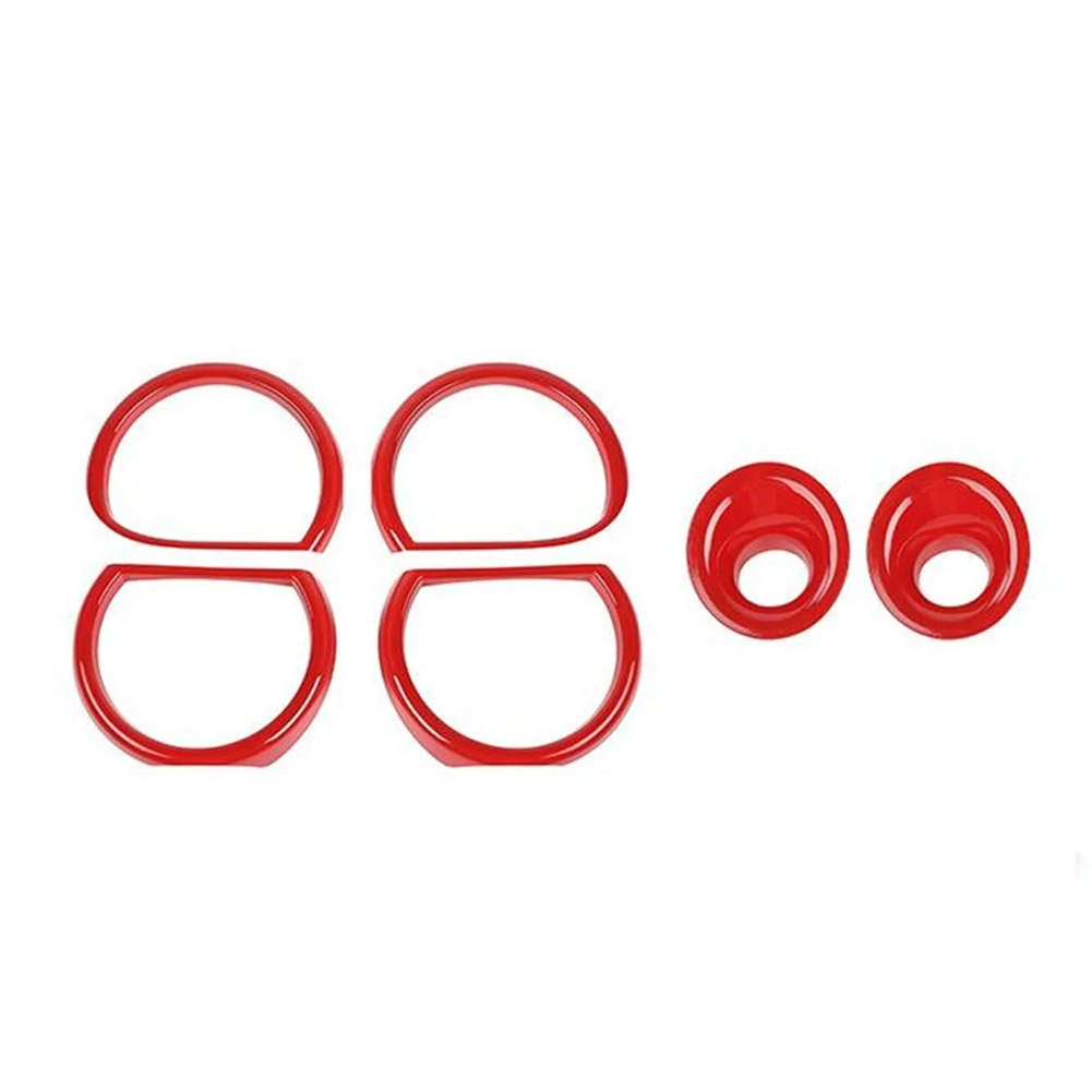 

For 2015-2021 Dodge Challenger Headlight Cover Front Fog Light Cover Trim Decorative Frame Accessories, 6PCS Red