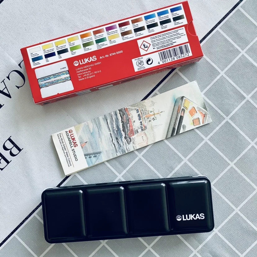 Lukas Travel Watercolor Paint 24 Colors Half Pans Transparent Watercolor Painting Brush Sketchers' Portable Palette Metal Box - 4