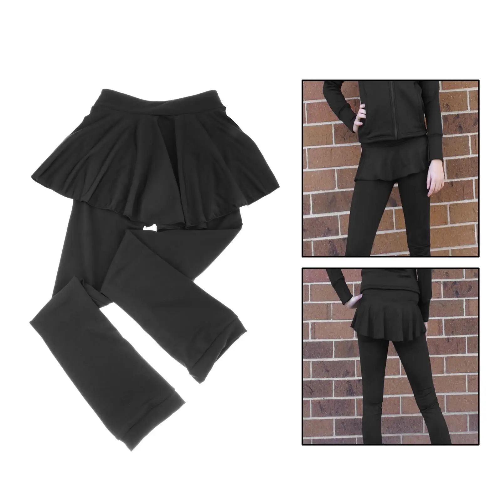 Figure Skating Practice Pants with Short Skirts Child Adult Training Skating Leggings