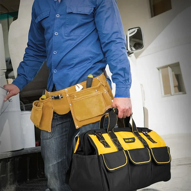 Deli Electrician Tool Bag 13/16/17/18Inch Woodworking Repair Tool Pouch Thickened Durable Large-capacity Toolbag