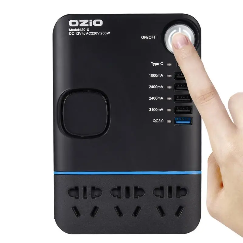 

200W Car Inverter DC 12V/24V To AC 220V Voltage Converter QC3.0 USB Charger Lighter Socket USB Output