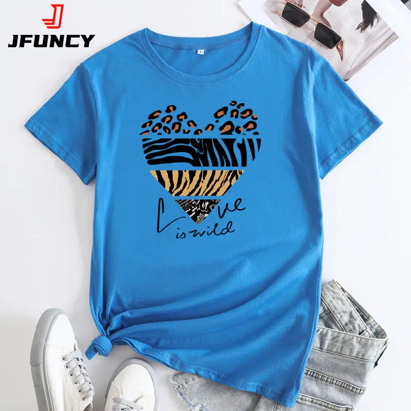 

JFUNCY Woman Tops 2023 Summer Clothes Oversize Women T-shirt Korean Fashion Female Short Sleeve Tshirt Women's T Shirts