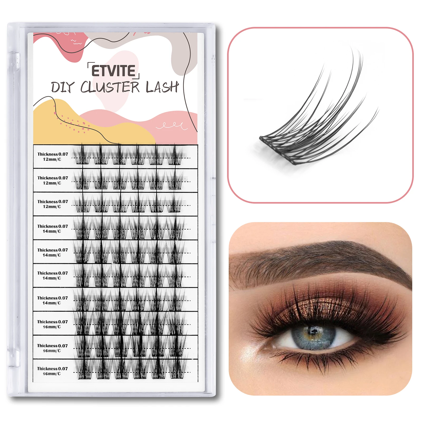 

Cluster Lashes DIY Eyelash Extension false eyelashes 60pcs C Curl Mix Length Volume Natural Individual Reusable