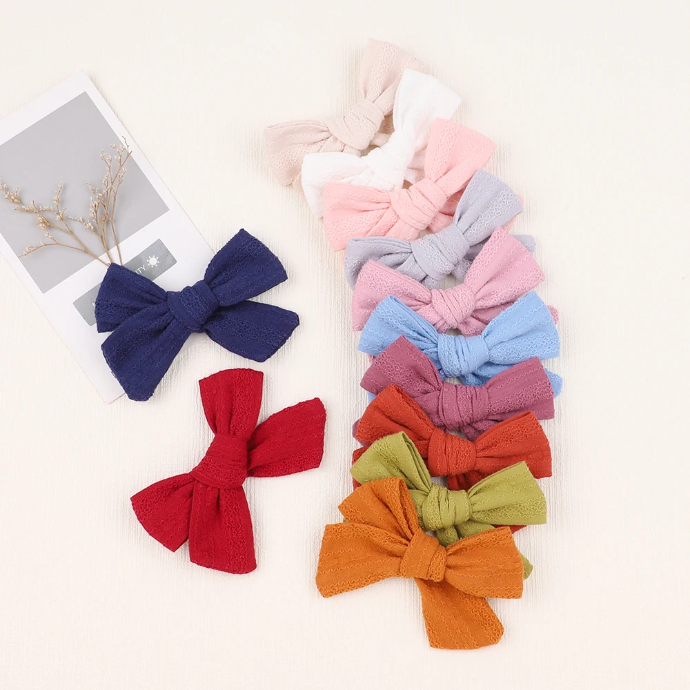 Wholesale 3.6inches Solid Color Bowknot Hair Clip For Kids Girls