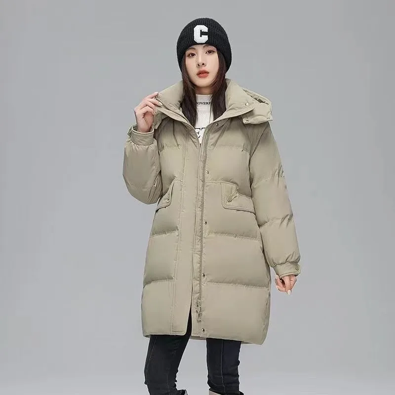 2023 New Women Down Cotton Coat Winter Jacket Female Mid Length Version Parkas Thick Warm Outwear Hooded Leisure Time Overcoat
