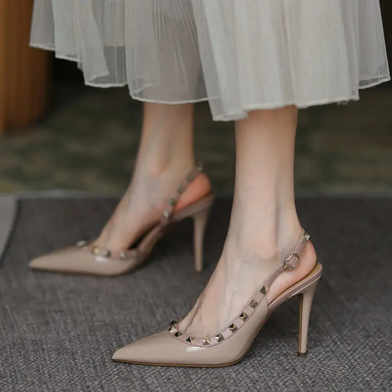 

Paillette Decor Women Pumps Sexy Pointed Toe High Heels Mary Janes Wedding Dress Shoes Woman Crystal Stiletto Summer Sandals E3