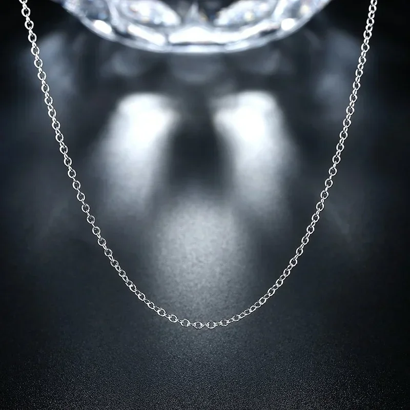 30PCS 925 Sterling Silver 1MM Circle Round Chains Necklace for Women Fashion Party Luxury Designer Jewelry Wedding Pendant