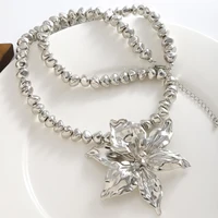 Girlgo Zaa 2024 alliage fleur CCB collier de perles exagéré élégant Banquet mariage bijoux pour femmes 4