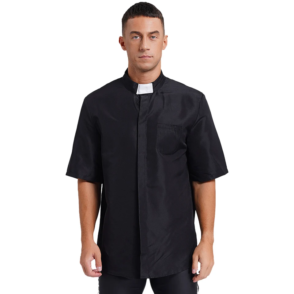Camicia Da Prete Da Uomo Nera, Costume Da Chiesa Cattolica, Clero