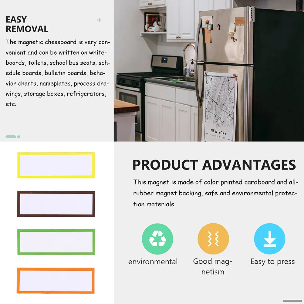 40Pcs 자기 건조 지우기 라벨 냉장고 사물함 화이트보드 홈 오피스 자기 메시지용 쓰기 가능한 이름표 태그