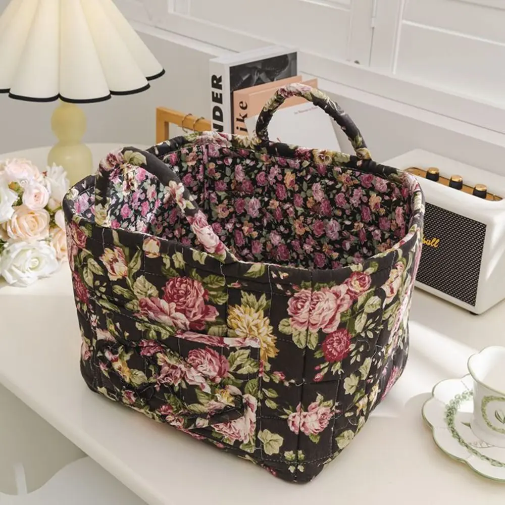 Pastoral Style Fabric Storage Basket Stackable Washable Sundries Storage Organizer Foldable Underwear Debris Organizing Frame 2