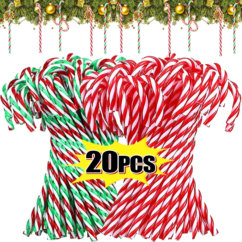 

10/20Pcs Christmas Candy Canes Xmas Tree Acrylic Crutch Hanging Pendant Ornaments New Year Party Home Decoration Kids Toy Gifts