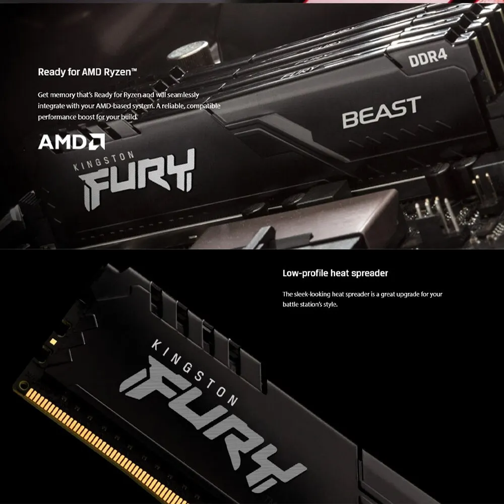 Desktop Ram Memory Kingston Desktop Memory RAM DDR4 FURY BEAST 16GB 8GB 3200MHz 3600MHz Dimm Memoria Rams PC4 Gaming Memory Support Motherboard