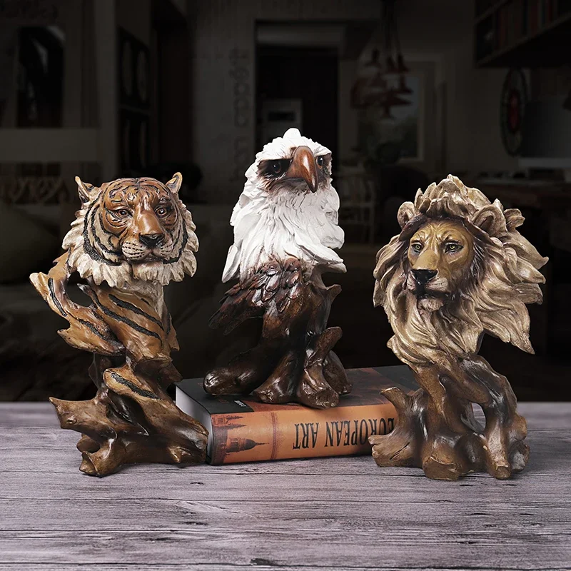 

Vilead Modern Simulated Animal Figurines Eagle Wolf Tiger Lion Horse Statue Home Office Decoration Living Room Interior Crafts