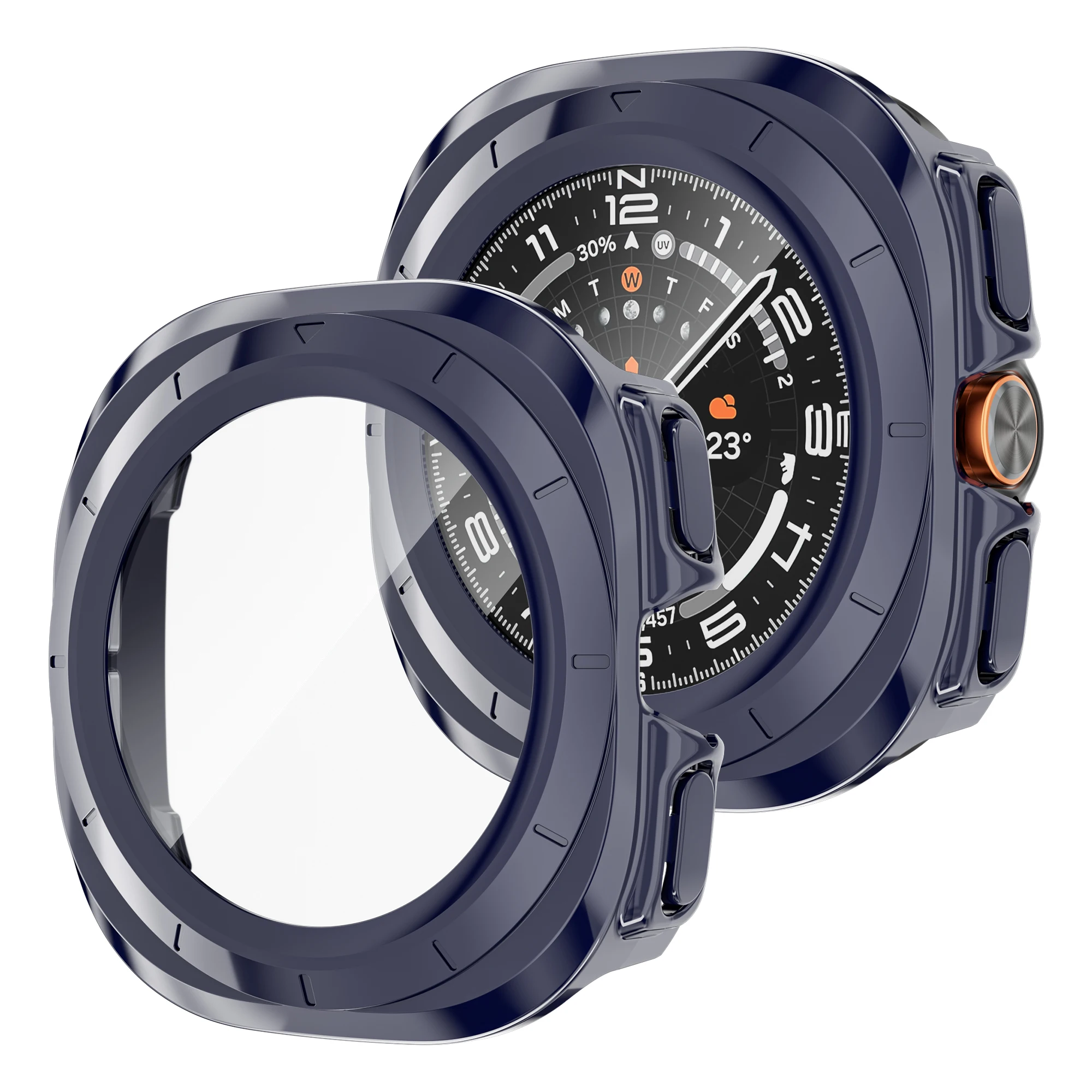 Premium Tempered Glass Screen Protector & Hard PC Bumper Case for Samsung Galaxy Watch Ultra