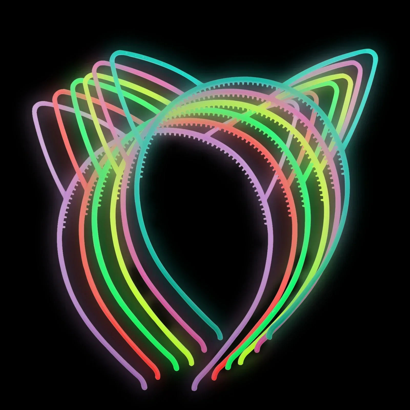 

5pcs Fluorescent Hair Hoop Plastic Headband Glow In The Dark Party Supplies Photo Booth For Kids Adults Birthday Wedding Decor