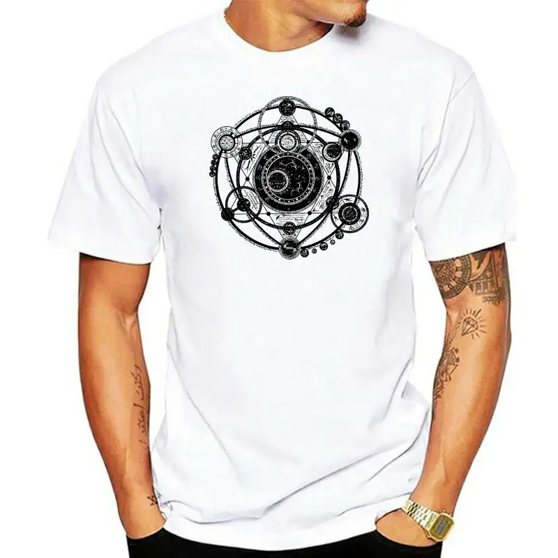 

Mens Fashion Tops Tees O Neck Pure Cotton Short Sleeve White Tshirt Occult Witchcraft Necklace Wicca T Shirts Cheap Clothing