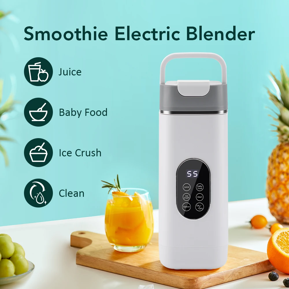 Portable Electric Rechargeable Hand Blender 12 Blades Crushed Ice 420ML Cup Fruit Juicer Machine Smoothie Maker_voghion.com
