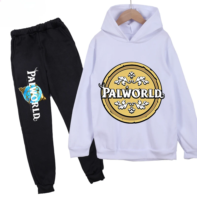 thumbnail image 1 of Conjunto de sudadera y pantalones con capucha de polar con estampado infantil de Palworld, conjunto deportivo de 2 piezas adecuado para conjuntos de niños y niñas, 1 of 5