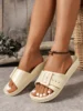 Women's Simple Casual Flat Heel Buckle Slippers Large Size Slippers 5