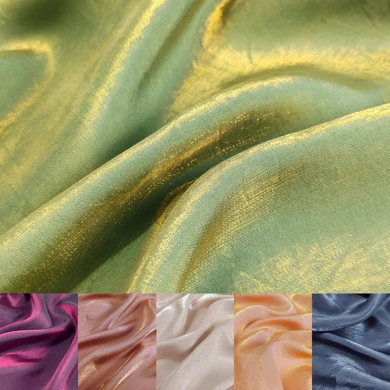 50x150cm Glossy Silk Gradient Crepe Chiffon Fabric Skin-friendly Soft Satin for Sewing Wedding Dress Shirt DIY Stage Decor Cloth