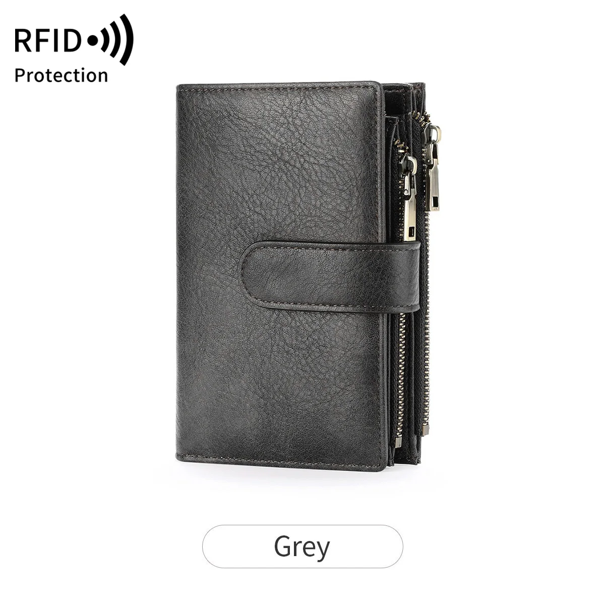 Vintage RFID Shielded Women's Trifold Wallet | Multi-functional Large Capacity Credit Card Holder with Zip Pockets & Snap Closure