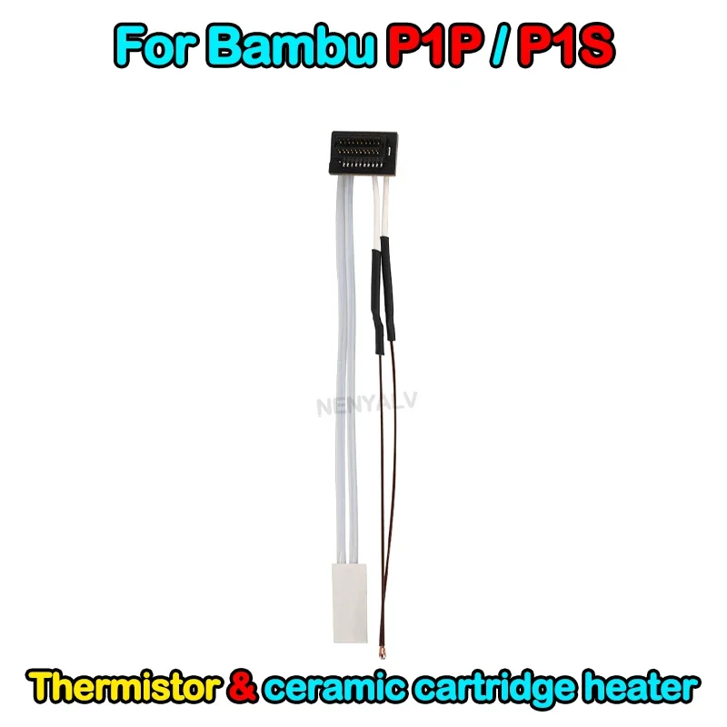 Bonbela Keramikheizung 100K 3950 Set Für Bambu Lab P1p/P1s – 24V 48W Mit Adapterplatte