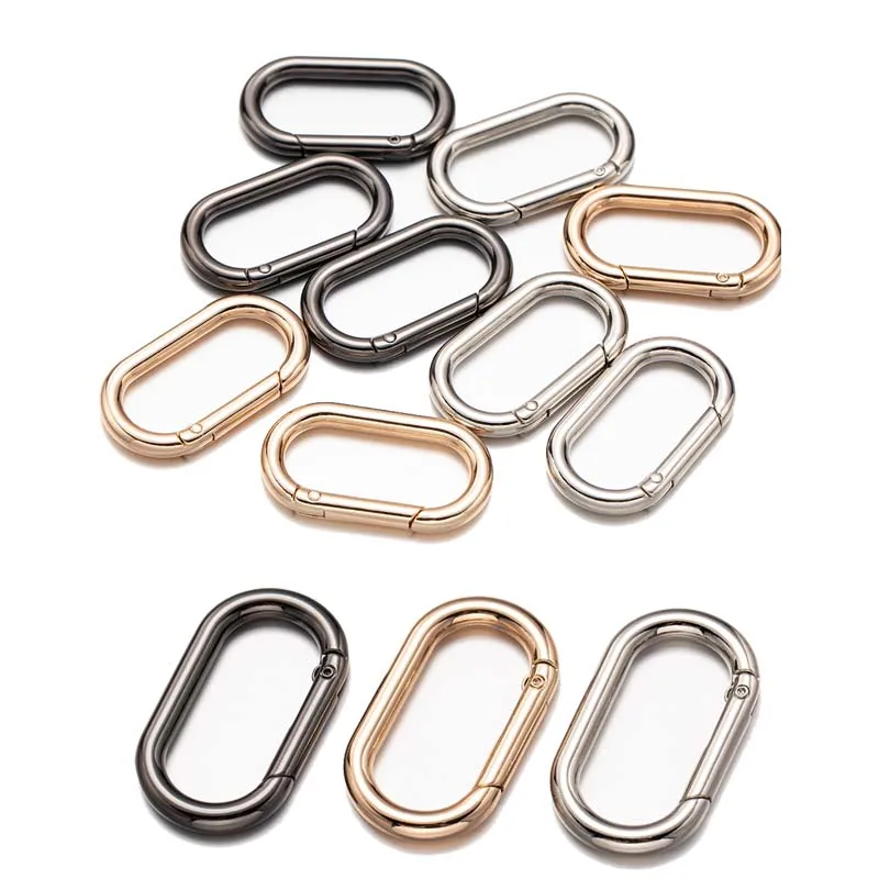 5 개/몫 금속 타원형 Carabiner 걸쇠 클립 스냅 후크 스프링 개방형 열쇠 고리 DIY 펜던트 커넥터 개 체인 버클 가방 Carabiner