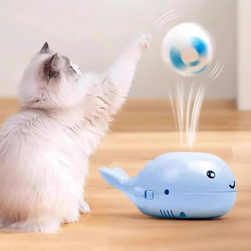 Electric Floating Ball Cat Toy - Whale - Shaped, USB - Powered, Dual - Function Fan, Portable & 3C Certified Pet Toy