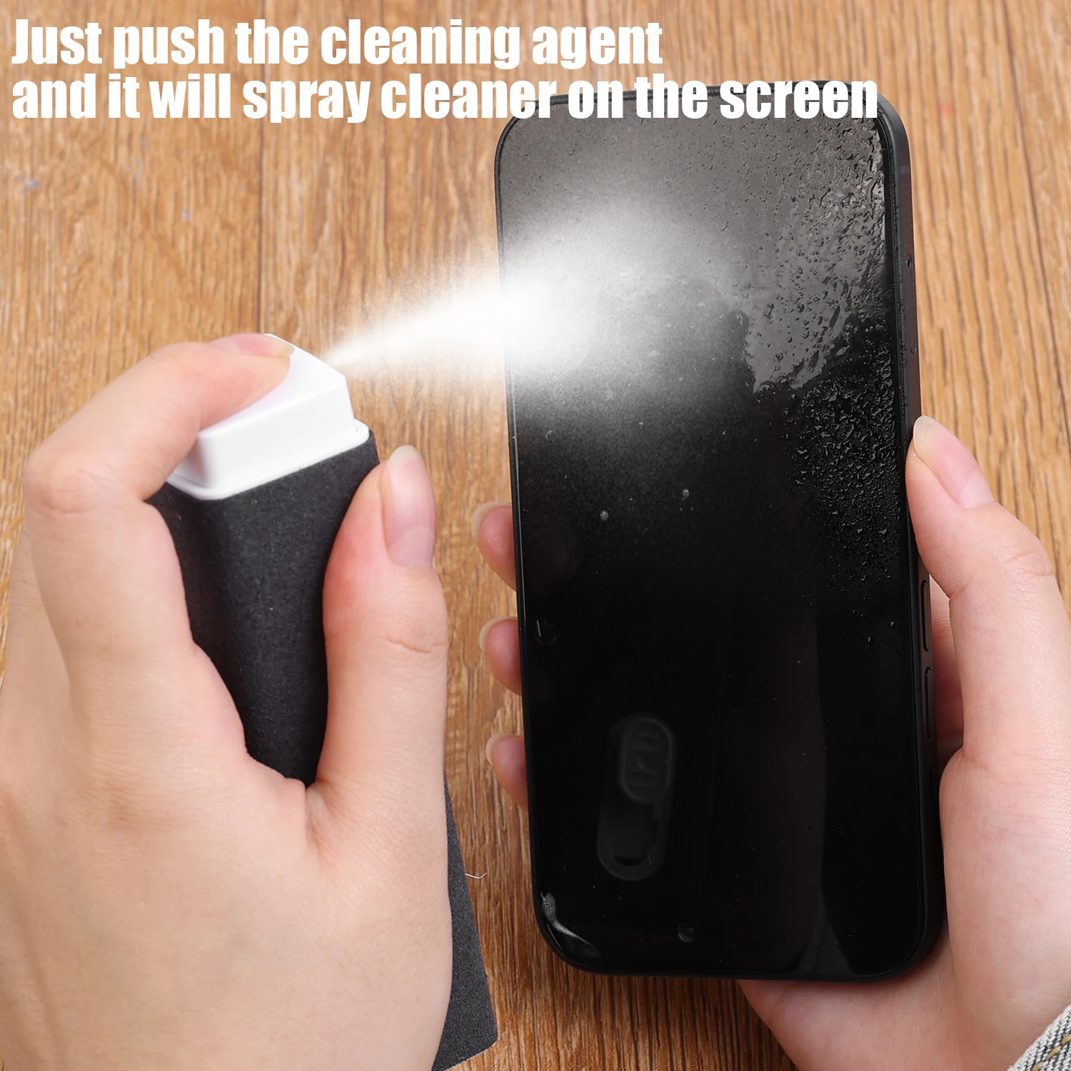 3 in 1 Portable Microfiber Screen Cleaner Spray Bottle with Cleaning Liquid for IPhone PC Laptop Polishing Cloth Cleaner Brush 3