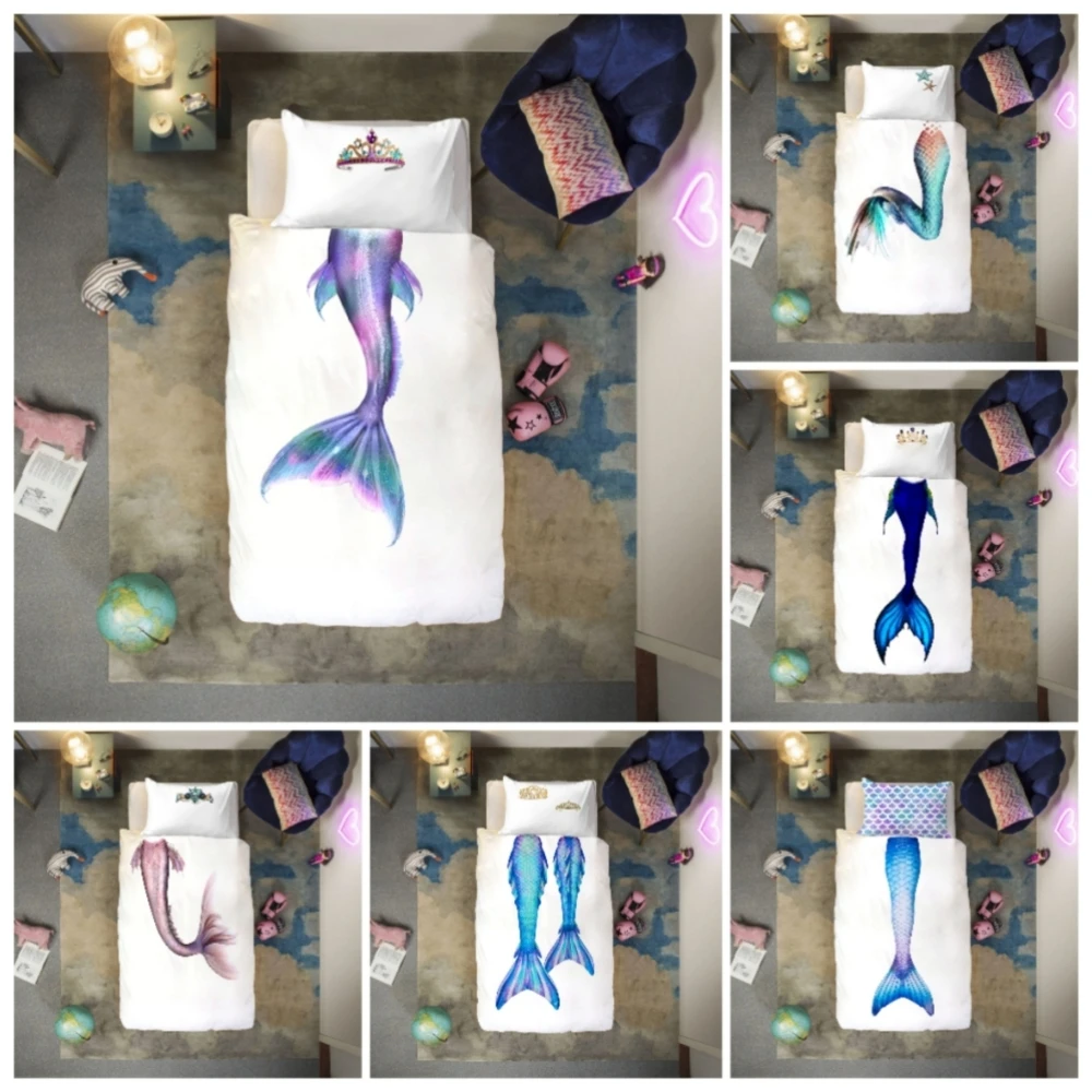 

3D Design mermaid Duvet Cover Sets Bed Linens Bedding Set Quilt/Comforter Covers Pillowcases twin Size for kids Home Texitle