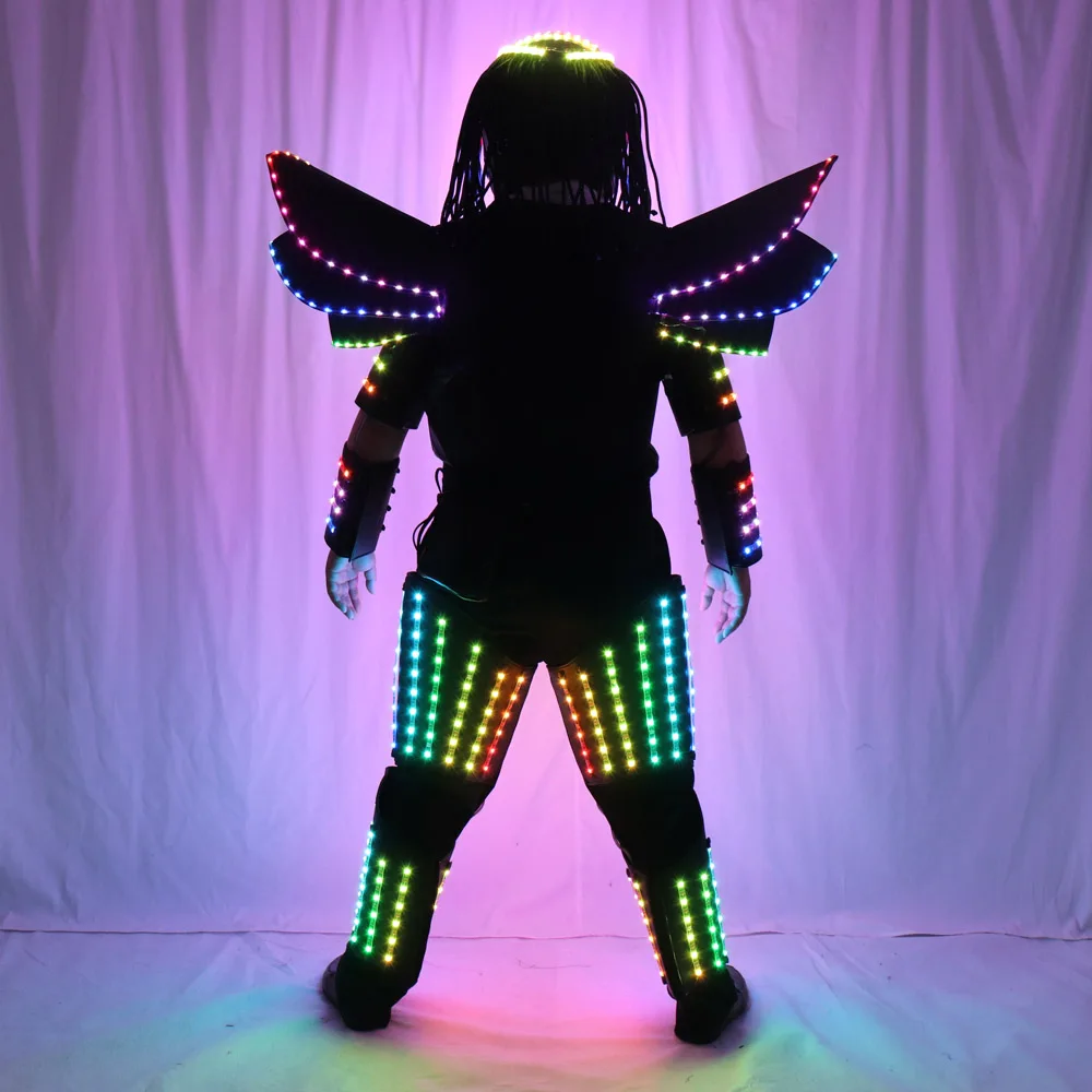 Pixel LED Roboter Anzug Traje de Roboter voller Farbwechsel Bühnenshow Sänger Party Performance tragen Helm mit Laser handschuhen